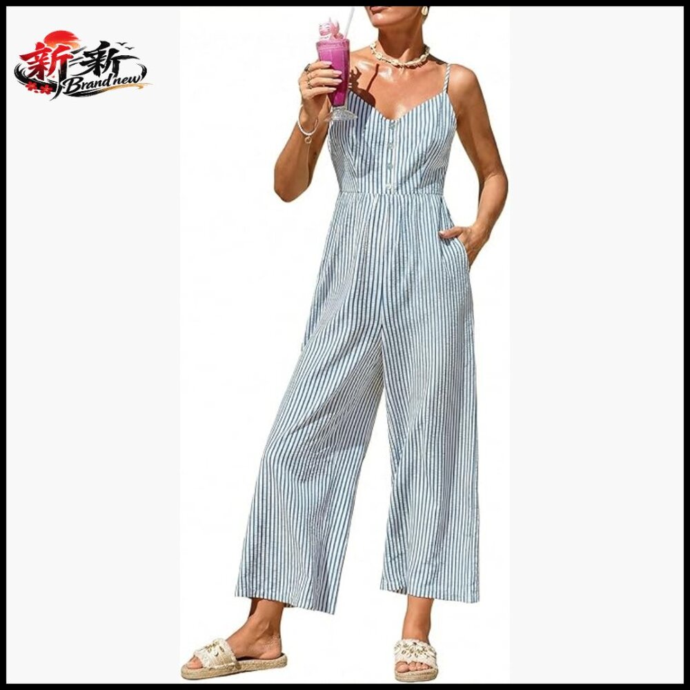 Backless Adjustable Spaghetti Strap Wide Leg Jump… - image 1